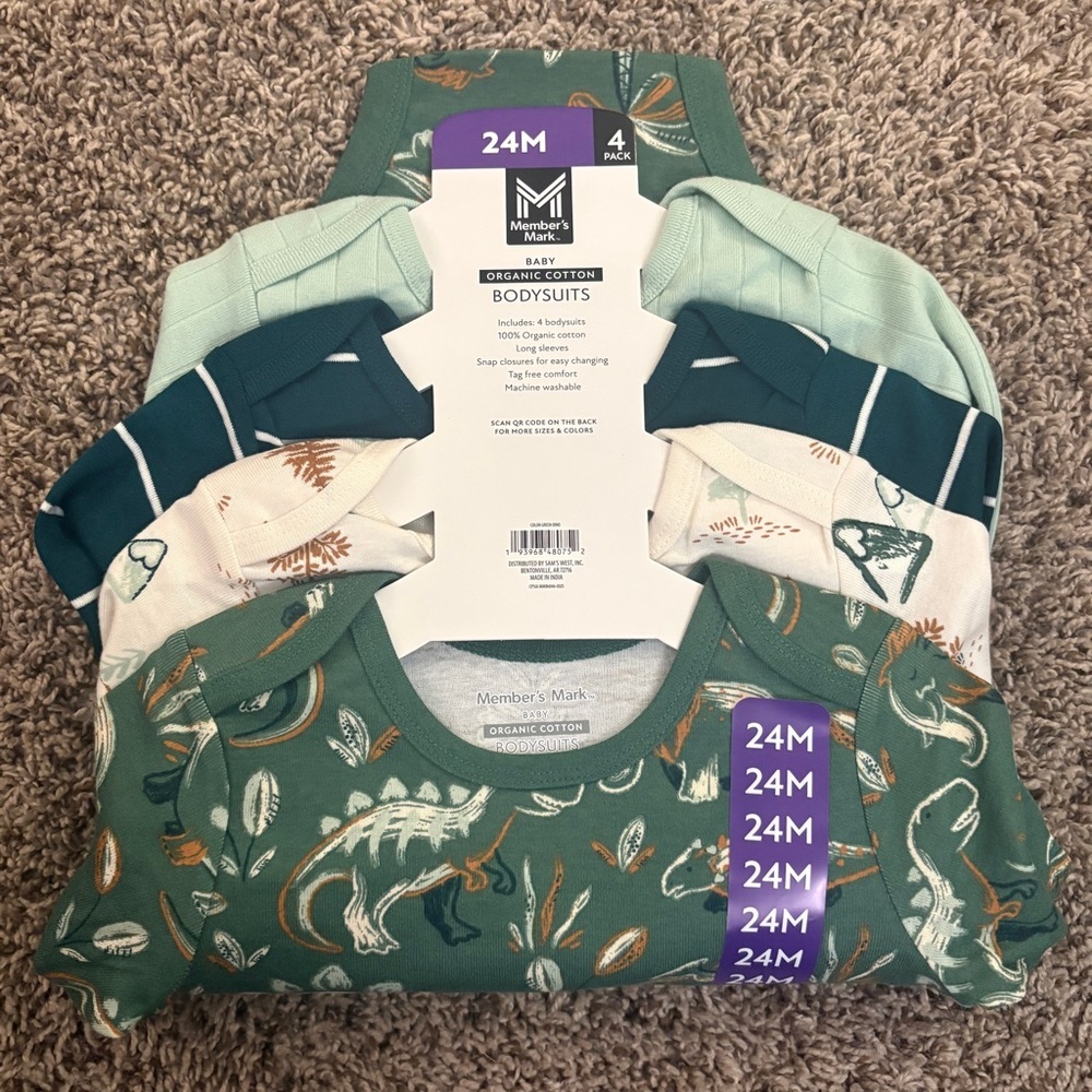 Green Dinosaur Print Kids Bodysuit - Picture 3 of 3